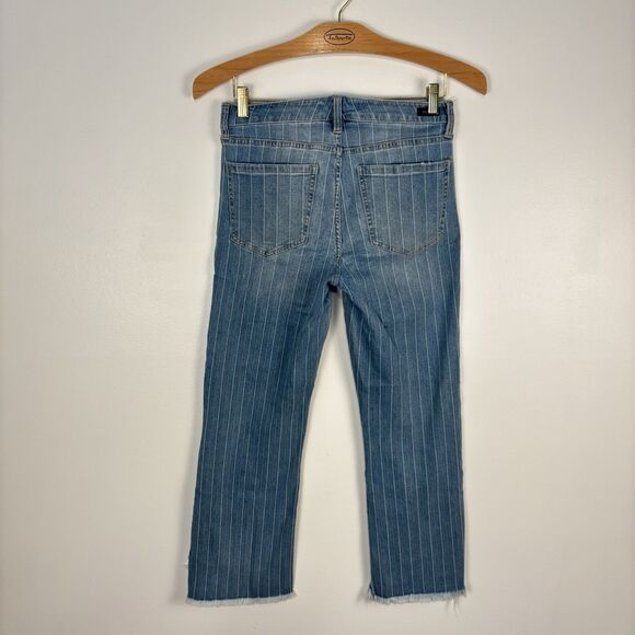 Liverpool Los Angeles Hannah Angled Frayed Crop Jeans Striped Size 4 - Picture 7 of 8